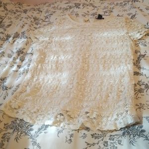 White floral, lace blouse